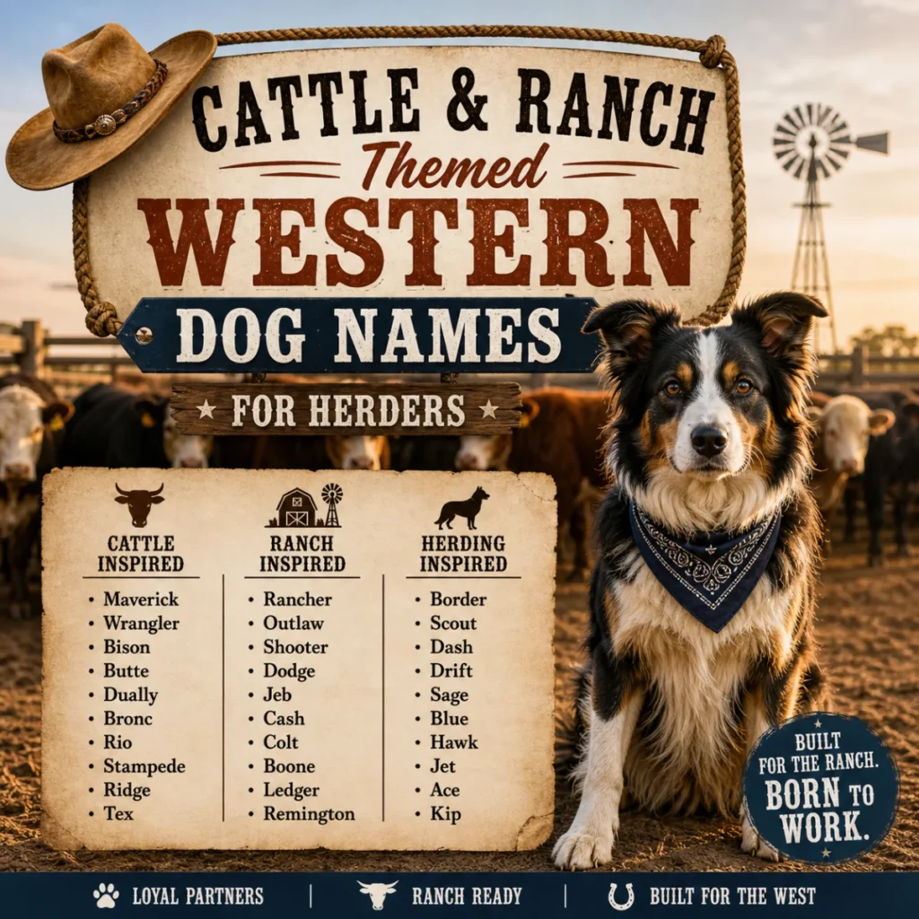 Cattle & Ranch Themed Western Dog Names for Herders