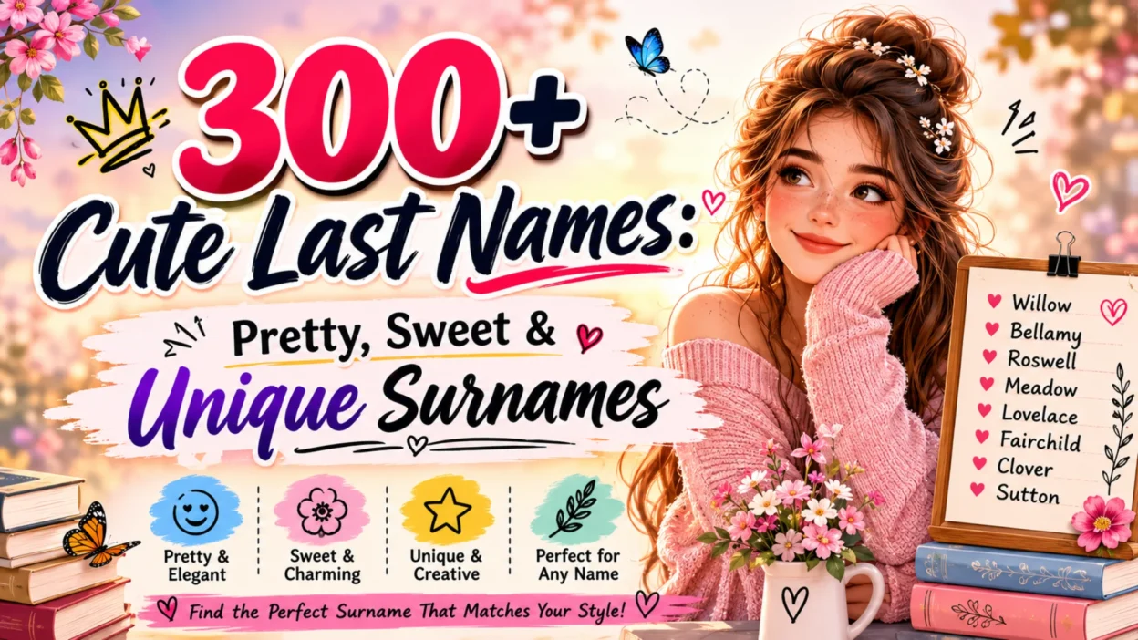 300+ cute last names featuring pretty, sweet, unique, and elegant surname ideas