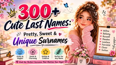 300+ cute last names featuring pretty, sweet, unique, and elegant surname ideas
