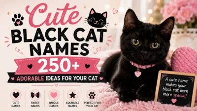 Cute black cat names featuring an adorable black kitten with 250+ sweet name ideas