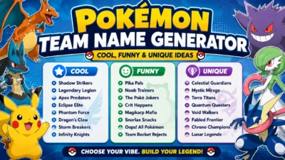 Pokémon team name generator with cool, funny, and unique team name ideas