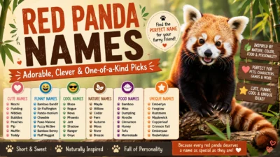 Red panda names featuring cute, clever, cool, funny, and unique naming ideas