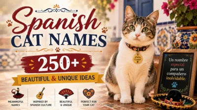 Spanish cat names featuring a cute tabby cat with 250+ beautiful and unique ideas