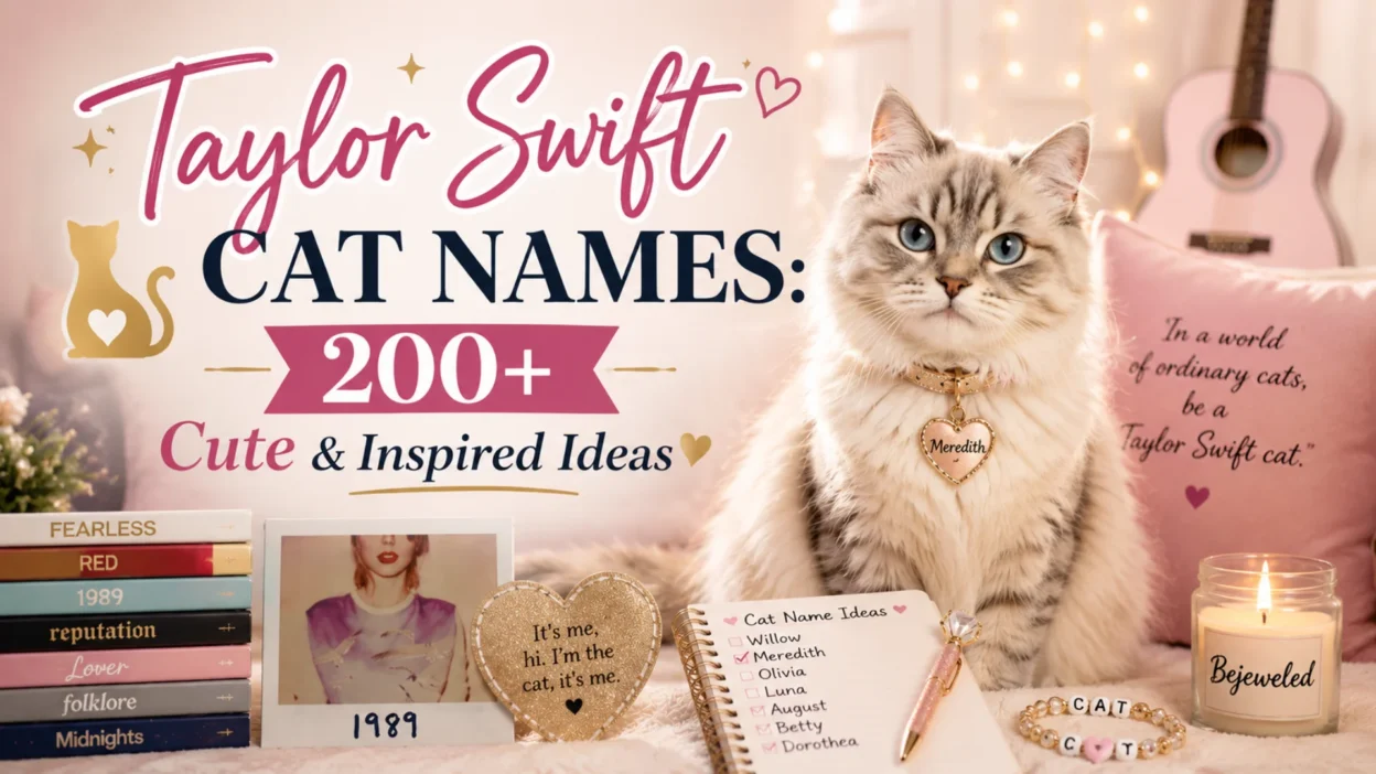 Taylor Swift cat names featuring a blue-eyed cat and 200+ cute inspired ideas