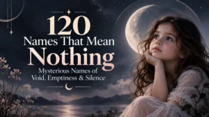 120 names that mean nothing with a girl beneath a moonlit sky symbolizing void, emptiness, and silence