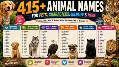 415+ animal names for pets, characters, wildlife, funny, exotic, and powerful naming ideas