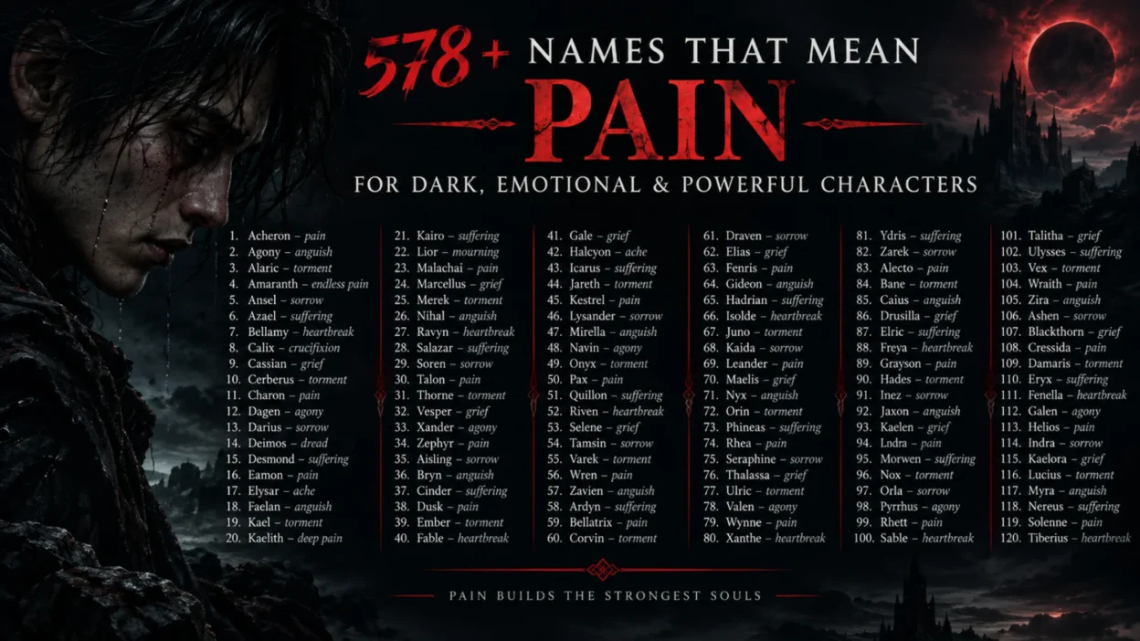 578+ names that mean pain for dark, emotional, and powerful characters
