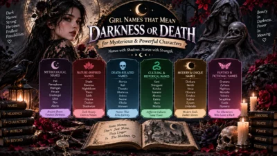 Girl names that mean darkness or death for mysterious, powerful, gothic, and fantasy characters